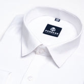 White Color Lycra Twill Cotton Shirt For Men - Punekar Cotton