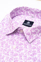 White Pink Color Leaf Printed Shirt For Men - Punekar Cotton