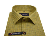 Yellow Color Cotton Self Woven Checks Handmade Shirts For Men's - Punekar Cotton