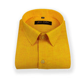Yellow Color Dual Tone Matty Cotton Shirt For Men's - Punekar Cotton