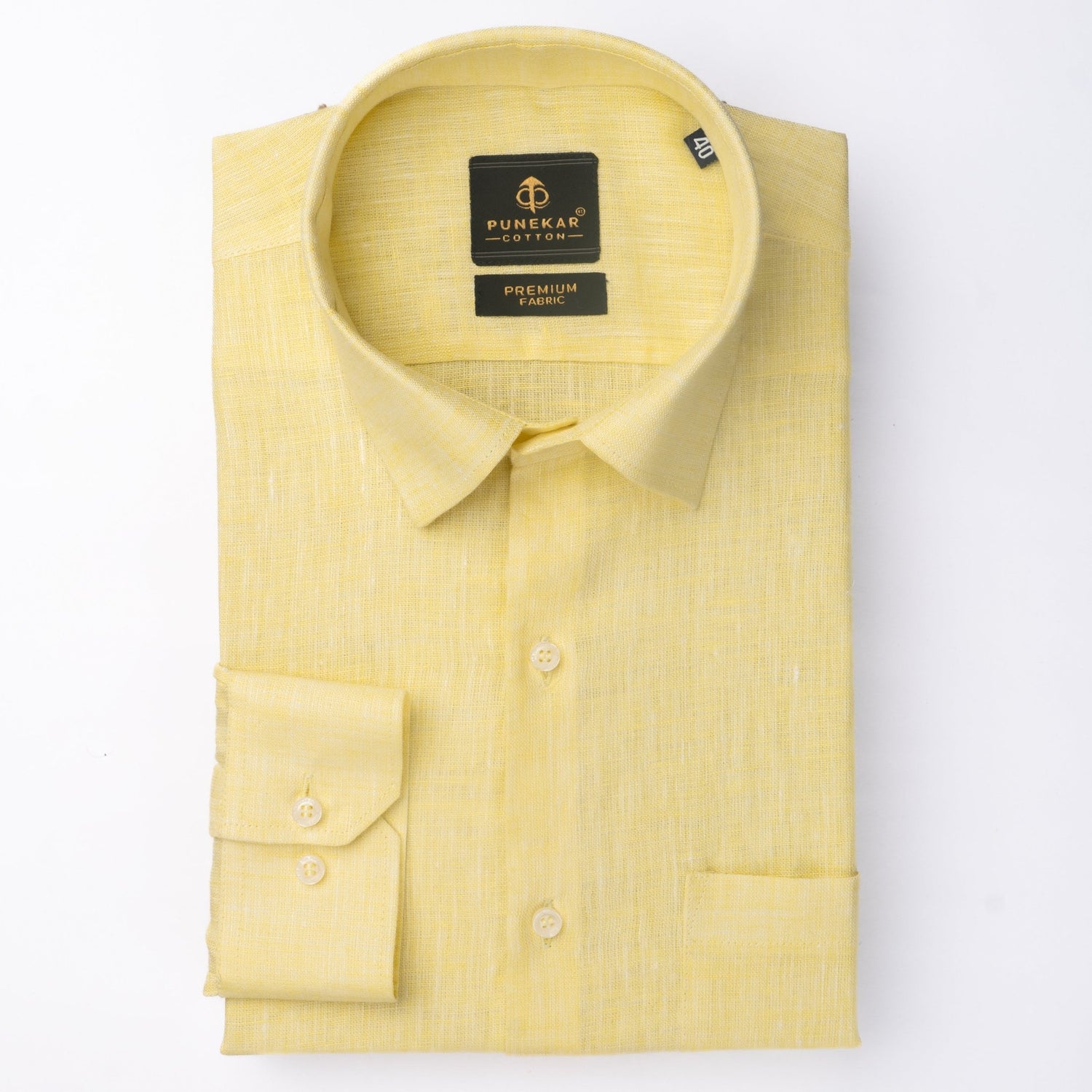 Yellow Color Prime Linen Shirt For Men - Punekar Cotton