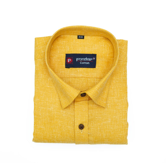 Punekar Cotton Golden Color Cotton Linen Formal Shirt for Men's.